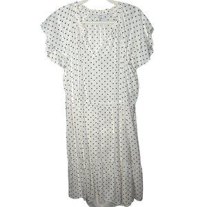 Old Navy White Polka Dot Flutter Sleeve Dress Womens XL Feminine Romantic Flowy